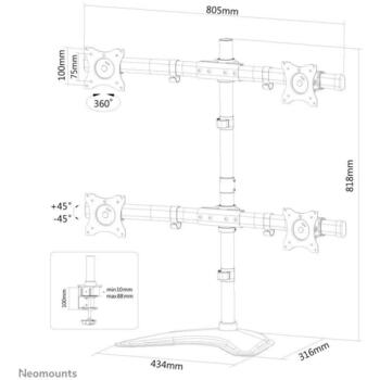 Neomounts настольное крепление NM-D335D4BLACK, 10-27