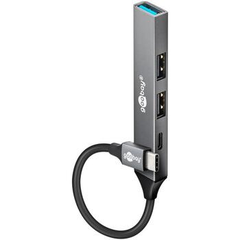 Goobay USB-хаб 74459, 4 порта, USB-C на USB-C/USB-A, 5 Гбит/с, док-станция, светло-серый (74459)