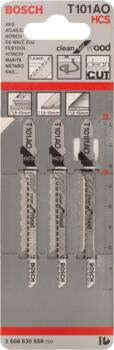 3 figūrzāģa asmeņi T 101 AO, Figūrzāģiem FIGŪRZĀĢA ASMENS T 101 AO CLEAN FOR WOOD, 2608630559, BOSCH (2608630559)