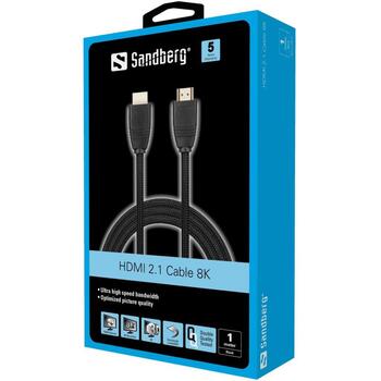 Sandberg HDMI 2.1 кабель 8K, 509-13, 1 м, 3840 x 2160, 7680 x 4320, мужской, мужской, черный (509-13)