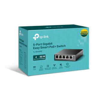5-портовый гигабитный коммутатор Easy Smart с 4 портами PoE+, TP-Link, TL-SG105PE, 4, 65W (TL-SG105PE)