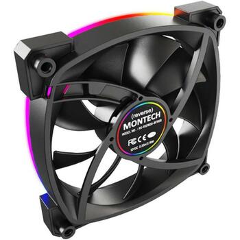 Montech Datora korpuss ventilators RX120 PWM BLACK 3 IN 1, 120mm, 1600RPM, 27dB, 3xRGB, 4-pin PWM (RX120 PWM BLACK 3 IN 1)