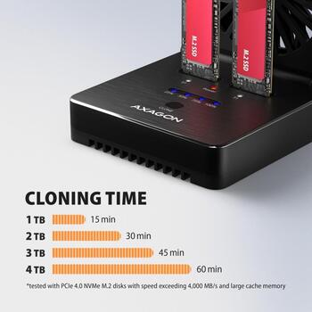 Axagon ADSA-M2C22 док-станция 2x M.2 NVMe/SATA SSD, 20 Gbit/s, USB-C 3.2 Gen 2x2, клонирование, вентилятор (ADSA-M2C22)