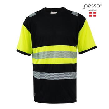 Pesso Hi-Vis T-krekls HVMJ-M, dzeltens/melns, M, 100% poliesters, 170g/m², EN ISO 20741 1. klase (HVM_J-M)