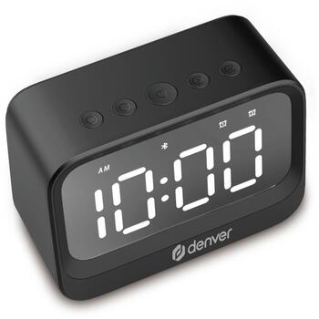 Denver Будильник 111131200100, LCD, Bluetooth 5.3, 3W, 10m, двойной будильник, черный (111131200100)