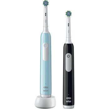Oral-B электрическая зубная щетка Pro1 Duo Blue Black, 2 насадки, 3 режима, аккумуляторная, для взрослых, синий/черный (Pro1 Duo Blue Black)