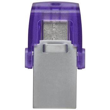 Kingston DataTraveler microDuo 3C DTDUO3CG3/128GB, 128 ГБ, 200 МБ/с, USB Type-A, USB Type-C, Фиолетовый, Вращающаяся крышка (DTDUO3CG3/128GB)