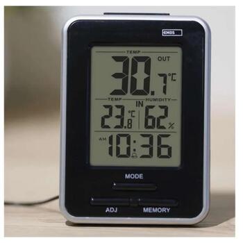 Emos Цифровой термометр E0121, 0,1 °C, 0 °C до +50 °C, -40 °C до +60 °C, 25% до 95% RH, 3 м проводной датчик, будильник (E0121)