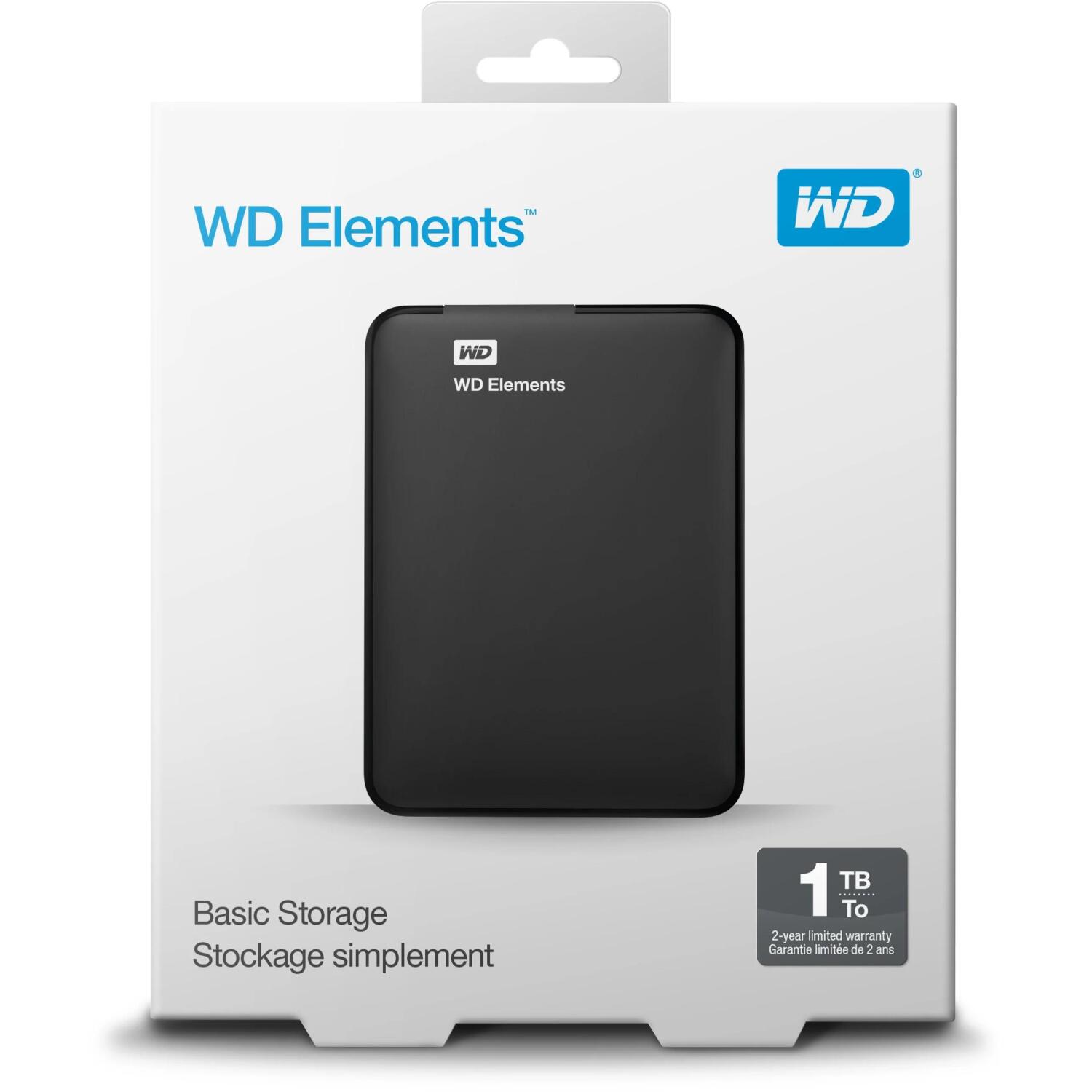 WD Elements portatīvais cietais disks, WDBUZG0010BBK-WESN, 1TB, 2.5