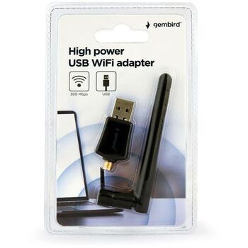 Gembird USB bezvadu adapteris WNP-UA300P-02, 300 Mbit/s, 802.11b/g/n, ārējā antena, WPA/WPA2 šifrēšana (WNP-UA300P-02)