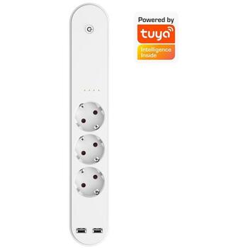 Denver Умная розетка SHP-310U, AC250V, 16A, 3680W, 2xUSB 5V 2.4A, Wi-Fi 2.4GHz, белый цвет (SHP-310U)