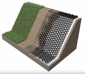 Ģeošūna grunts stabilizēšanai un nogāžu stiprināšanai 100mm 2,46x6,1m (15m2), Šūnas izmērs 203x246mm 90832 (90832)