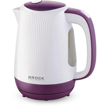 Brock WK 08 PR электрический чайник, 1,7 л, 2200 Вт, белый/фиолетовый, пластик, дисковый нагреватель, автоотключение, 360° разъем (WK 08 PR)