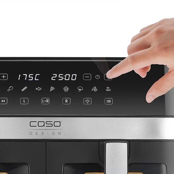 Divkameru karstā gaisa fritieris ar 14 L ietilpību un 2200 W jaudu melns DuoChef 03186 Caso (03186)