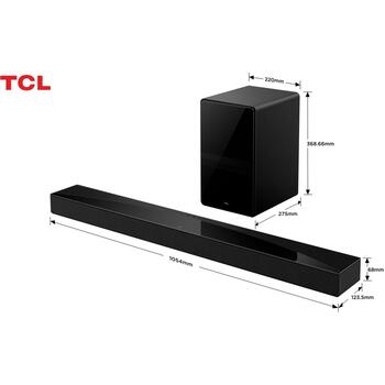 Tcl звуковая панель Q75HE 5.1.2 канала, 620 Вт, Dolby Atmos, DTS:X, Bluetooth, технология Ray Danz, беспроводной сабвуфер (Q75HE)