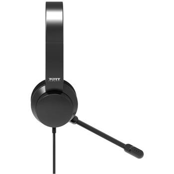 Port Connect austiņas 901605, USB-A, 32 Ohm, 20-20k Hz, 40 mm, stereo, mikrofons, omni, trokšņu slāpēšana, melnas (901605)