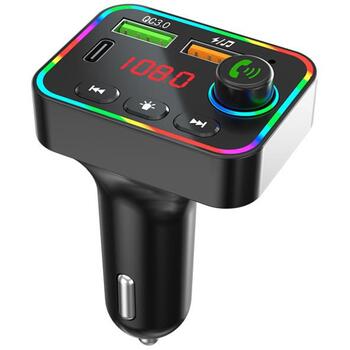 Tracer SoundCast Передатчик FM BT TRACAU47755, Bluetooth 5.3, LED, USB-C 25W, черный, цветная подсветка (TRACAU47755)