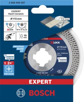 X-LOCK dimanta disks Hard Ceramic 115x22,23, Mazām leņķa slīpmašīnām EXPERT HARD CERAMIC DIMANTA GRIEZĒJDISKS, 2608900657, BOSCH (2608900657)