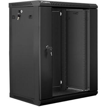 Lanberg Sienas statīvs 19'' 15U WF01-6415-10B, 600mm, 450mm, 769mm, 60kg, IP20, stikla durvis, 2 ventilatora atveres (WF01-6415-10B)