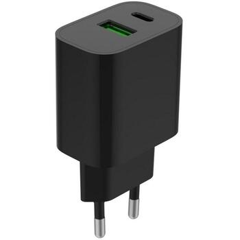 Gembird Зарядное устройство TA-UC-PDQC20-01-BK 20 Вт, 1 порт Type-C, 1 порт Type-A, Универсальное, Внутреннее, AC, Черный (TA-UC-PDQC20-01-BK)