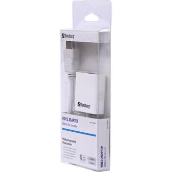 Sandberg HDMI uz VGA pārveidotājs 508-69, VGA (D-Sub) vīriešu, HDMI A tipa (standarta) sieviešu, balts, RoHS (508-69)
