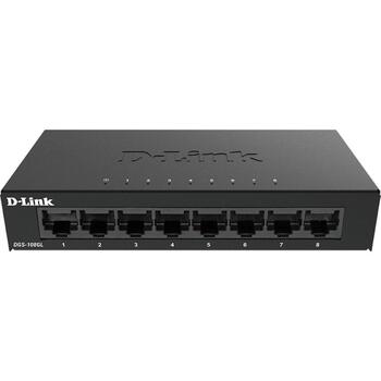 D-Link коммутатор DGS-108GL/E, 8x 10/100/1000 Mbps, 16 Гбит/с, 4K MAC, неуправляемый, настольный, QoS, IGMP, EEE (DGS-108GL/E)