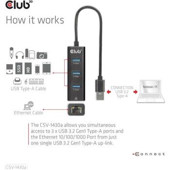 Club3D USB хаб CSV-1430A RJ45 1, USB 3.2 4 (CSV-1430A)