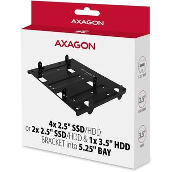 Axagon Крепление для SSD RHD-435, 146x130x28mm, черный, монтаж для 4x2.5