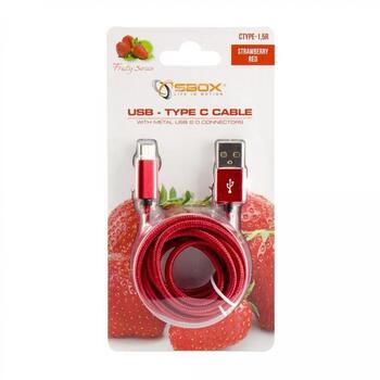 Sbox USB кабель МОДЕЛЬ USB-TYPEC-15R, 1,5м, до 480 Mbit/s, USB 1.0, 1.1, 2.0, 8,3mm x 2,5mm, красный, плетеный (USB-TYPEC-15R)