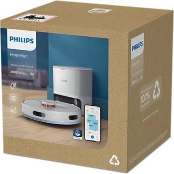 Philips HomeRun 2000 серии робот-пылесос с влажной уборкой XU2100/25, 6000 Па, 120 мин, 2600 мАч, LDS, Wi-Fi, белый (XU2100/25)