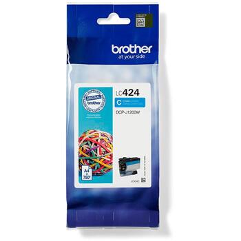 Brother чернильный картридж LC424C, 750 страниц, 1 шт., оригинальный, голубой, струйный, DCP-J1200W (LC424C)