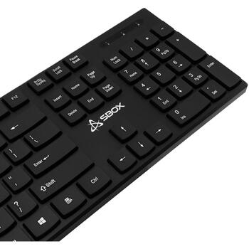 Sbox Клавиатура K-123US, 104/105 клавиш, мембранный переключатель, USB 2.0, 1,5м, черный, раскладка США (K-123US)