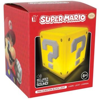 Paladone Super Mario Mini Bloka Gaisma PP3428NN, 11cm, LED, 1 spuldze, dzeltena/balta, galda/plaukta stiprinājums (PP3428NN)