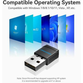 Vention USB adapteris 2.4G/5G KDSB0, 433 Mbit/s, WLAN, 802.11a/b/g/n/ac, 128-bit WEP, Plug and Play, melns (KDSB0)