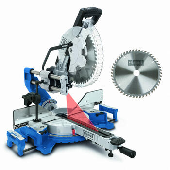 Scheppach Торцовочная пила HM305SL 5901223901, 305мм, 2000Вт, 5000об/мин, 2x48°, -50°/+50°, 340x105мм, лазер (5901223901)