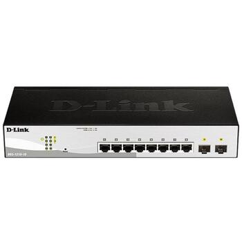 D-Link коммутатор DGS-1210-10/E, 8x Gigabit Ethernet, 2x SFP, 20 Gbit/s, L2 управляемый, 1U, черный, серый (DGS-1210-10/E)
