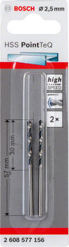 Urbis metālam PointTeQ 2,5 x 30 x 57 mm , 2 gab., Urbjmašīnām/skrūvgriežiem POINTTEQ HSS SPIRĀLVEIDA URBIS, 2608577156, BOSCH (2608577156)
