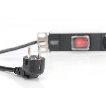 Digitus Pagarinātājs DN-95402, 2 m, 7 kontaktligzdas, 250 V, 16 A, 4000 W, alumīnija, slēdzis, 19 collas, 1U (DN-95402)