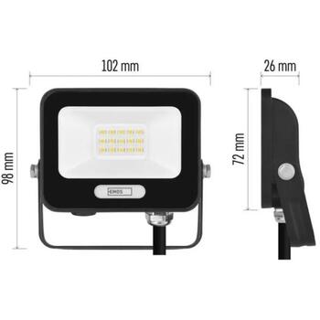 Emos LED prožektors GLARO ZS2214B, 10 W, 1000 lm, IP65, neitrāli balta, alumīnijs, 120°, 20 000 h (ZS2214B)