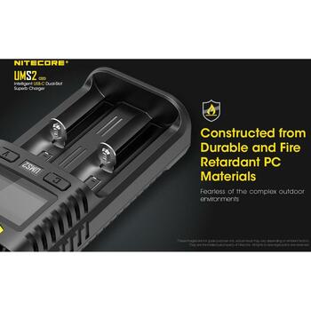 Nitecore Зарядное устройство UMS2 2-слота, 4000mA, 3000mA, ЖК-дисплей, восстановление IMR аккумуляторов (UMS2)
