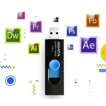 Adata USB флеш-накопитель AUV320-128G-RBKBL 128 ГБ, USB Type-A, USB 3.2 Gen 1, черный, синий, слайд (AUV320-128G-RBKBL)