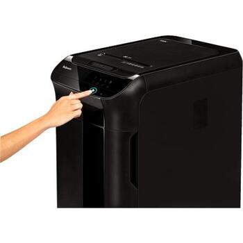 Fellowes Шредер AutoMax 550C, 3.35 м/мин, черный, 4 x 38 мм, 83 л, P-4, авто-подача, режим сна (4963101)
