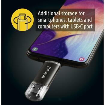 Intenso USB флеш-накопитель 3539490 64 ГБ, USB 3.2 Gen 1, скорость чтения 70 МБ/с, USB Type-A / Type-C, алюминий (3539490)