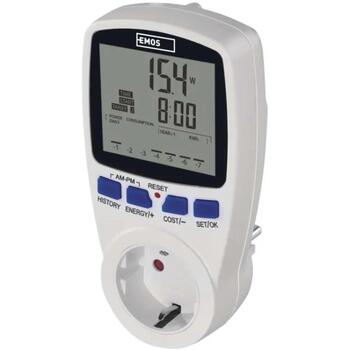 Emos измеритель энергии P5822, 3 680 W, 2 W–3 680 W, 0 kWh–9 999 kWh, 9 999 часов, защита от детей, LED-индикация (P5822)