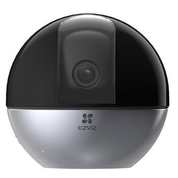Ezviz E6 CS-E6-V2 внутренняя 5MP 2K умная 360° камера, Wi-Fi/LAN, MicroSD до 512GB, ночное видение 10м, серая (CS-E6-V2)