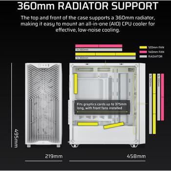 Corsair 3200D RS PC korpuss, Mid-Tower, balts, 7 sloti, 1x3.5