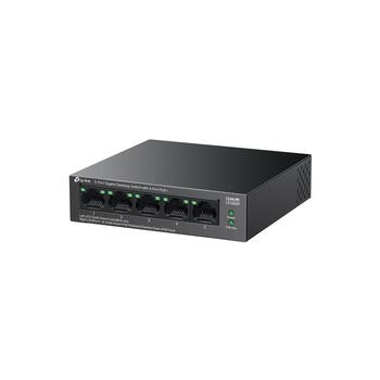 TP-LINK LS105GP настольный коммутатор, 5x1G, 4xPoE+, 65W, 250m, 802.3af/at, без вентилятора (LS105GP)