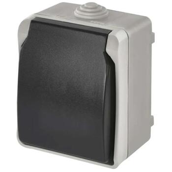 Emos Настенная розетка A1396, 16A, IP44, 65mm, 92mm, 55mm, серый и черный, НЕМЕЦКИЙ дизайн, винтовое соединение (A1396)