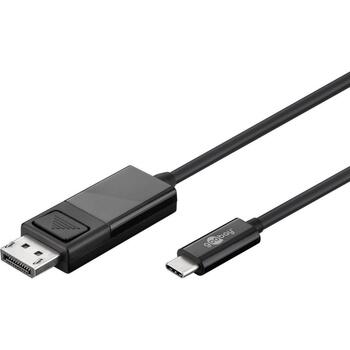 Goobay USB-C uz DisplayPort adaptera kabelis 79295, 1.2m, 4K 60Hz, USB-C vīrišķais, DisplayPort vīrišķais, melns (79295)