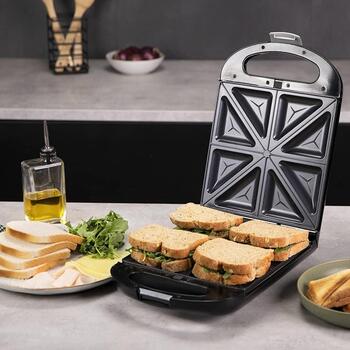Cecotec Sendviču tosteris Rock'nToast Family 3112, 1500 W, 3 plāksnes, nerūsējošā tērauda apdare, nepiedegošs pārklājums (3112)
